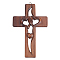Wood Big Pendants, with Iron Loop, Cross with Heart, Coffee, 250x160x15mm, Hole: 11x15mm