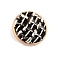 Wool Woven Metal Buttons, Flat Round, Black, 25mm