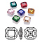 Pointed Back K9 Glass Rhinestone Cabochons, Faceted, Back Plated, Square, Mixed Color, 18x18x6mm