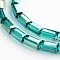 AB Color Plated Faceted Cuboid Electroplate Glass Beads Strands, Teal, 8x4x4mm, Hole: 1mm, about 50pcs/strand, 16 inch