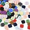 2-Hole Glass Buttons, Square, Mixed Color, 10x10x3mm, Hole: 1.6mm
