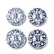 Handmade Porcelain Ceramic Beads, Flat Round, Blue and White Porcelain, Midnight Blue, 53.5~55.5x54~54.5x9.5~12.5mm, Hole: 1.6~2mm