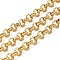 Brass Textured Rolo Chains, Rack Plating, Cadmium Free & Lead Free, Long-Lasting Plated, Unwelded, with Spool, Real 18K Gold Plated, 6x2mm