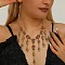 Halloween Tibetan Style Alloy Bib Necklaces & Dangle Earring Sets, Skull, Antique Golden, Necklace: 485mm