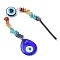 Gemstone Chip Beaded Pendant Decorations, with Evil Eye Lampwork and Nylon Thread Hanging Ornaments, Teardrop, 224mm, Pendant: 175x30x8mm