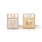 Rack Plating Brass Enamel Beads, Cadmium Free & Nickel Free & Lead Free, Real 18K Gold Plated, Cube with Letter, WhiteSmoke, Letter.U, 6x6x6mm, Hole: 2.5mm