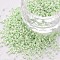 Glass Cylinder Beads, Seed Beads, Opaque Colours Luster, Round Hole, Pale Green, 1.5~2x1~2mm, Hole: 0.8mm, about 8000pcs/bag, about 1pound/bag