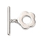 Brass Toggle Clasps, Flower, Rack Plating, Long-Lasting Plated, Lead Free & Cadmium Free, Platinum, 19.5mm, Hole: 1mm, bar: 4x20x2mm, hole: 1mm