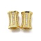 Brass Micro Pave Clear Cubic Zirconia European Beads, Long-Lasting Plated, Rack Plating, Lead Free & Cadmium Free, Large Hole Beads, Real 18K Gold Plated, 13.5x9.5x8.5mm, Hole: 4.5x5mm