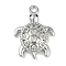 Brass Micro Pave Cubic Zirconia Pendants, Cadmium Free & Nickel Free & Lead Free, Tortoise, Platinum, 19x13x3mm, Hole: 1.6mm