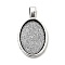 Vintage Tibetan Style Alloy Pendant Cabochon Settings, Cadmium Free & Lead Free, Plain Edge Bezel Cups, Antique Silver, Tray: 25x18mm, 36~36.5x21x2.7mm, Hole: 6x4mm
