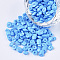6/0 Baking Paint Glass Seed Beads, Oblique Cut Beads, Opaque Colours, Deep Sky Blue, 6/0, 4~8x3.5~4.5x2.5~3mm, Hole: 0.9mm, about 5000pcs/bag