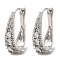 Teardrop Rack Plating Brass Micro Pave Cubic Zirconia Hoop Earrings, Lead Free & Cadmium Free, Platinum, 24x14x7mm