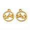 Rack Plating Alloy Pendants, Cadmium Free & Lead Free & Nickle Free, Flat Round with Word LOVE Charms, Matte Gold Color, 19x15.5x2mm, Hole: 1.8mm