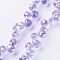 Transparent Glass Beads Strands, Top Drilled Beads, AB Color Plated, Faceted Teardrop, Purple, Teardrop: 9.5x8mm, Hole: 0.8mm, Beads: 3~4x2.5~3.5mm, about 90~92pcs/strand, 21.25~21.65 inch(54~55cm)