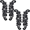 Sew on Flower Appliques, Polyester Embroidery Appliques, Sewing Craft Decoration, Black, 250x73x1.3mm