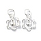 925 Sterling Silver Charms, with Jump Rings and 925 Stamp, Silver Color, Flower, 10.2x8.5x2.5mm, Hole: 3mm
