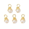 Round Imitation Pearl Acrylic  Pendants, with Iron Findings, Golden, 16.5x8.5mm, Hole: 3.5mm