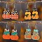 4 Pairs Thanksgiving Day Pumpkin Stainless Steel Wood Dangle Earrings, Platinum, Mixed Color, 60x30mm