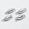 Anti-Tarnish Rhodium Plated 925 Sterling Silver Box Clasps, with 925 Stamp, Oval, Platinum, 12.5x5x4mm, Hole: 2mm