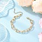 Aluminium Cable Chain Bracelets, ABS Plastic Imitation Pearl Beads Link Jewelry for Women, Mixed Color, 7-1/4 inch(18.4cm)