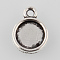 Tibetan Style Antique Silver Alloy Flat Round Pendant Cabochon Settings, Cadmium Free & Lead Free, Tray: 10mm, 16x13x2mm, Hole: 1.5mm