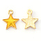 Alloy Enamel Charms, Star, Light Gold, Yellow, 15x13x2mm, Hole: 1.6mm