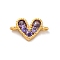 Brass Micro Pave Cubic Zirconia Heart Connector Charms, Real 18K Gold Plated, Rack Plating, Long-Lasting Plated, Lead Free & Cadmium Free, Medium Purple, 8x13.5x2.5mm, Hole: 1.2mm