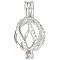 Anti-Tarnish 1Pc Rhodium Plated 925 Sterling Silver Empty Bead Cage Pendants, with Cubic Zirconia, Platinum, Oval Charms, 19.5x9.5x10.5mm, Hole: 4x2.5mm