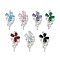 Brass Glass Pendants, Flower Charms, with Platinum Tone Findings, Mixed Color, 23x11x3.5mm, Hole: 1.5mm