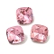 Glass Rhinestone Cabochons, Pointed Back & Back Plated, Faceted, Square, Rose, 4x4x2mm