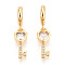 Brass Micro Pave Cubic Zirconia European Dangle Charms, Heart Key, Large Hole Pendants, Cadmium Free & Lead Free, Real 18K Gold Plated, 27.5~28mm, Hole: 4.5mm