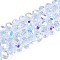 Transparent Glass Beads Strands, Rondelle, Half Plated, AB Color Plated, Faceted, Light Blue, 6~6.5x5~5.5mm, Hole: 1mm, about 82~83pcs/strand, 16.14~16.34 inch(41~41.5cm)
