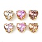 Brass Glass Rhinestone Sew on Rhinestones, Heart, Mixed Color, Golden, 10x10x7mm, Hole: 1.2mm