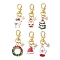Christmas Alloy Enamel Pendant Decoration, Swivel Lobster Claw Clasps Charm for Bag Ornaments, Mixed Shapes, Mixed Color, 57~62mm, 6pcs/set