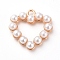 Plastic Imitation Pearl Pendants, with Alloy Findings, Heart, Golden, 19.5x19.5x4.5mm, Hole: 2mm