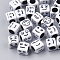 Craft Acrylic Beads, Cube with Mixed Expression, White, 6x6x6mm, Hole: 3.5mm, about 3000pcs/500g