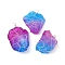 Electroplated Raw Rough Natural Quartz Copper Wire Wrapped Big Pendants, Two Tone Nuggets Charms, Silver Plated Color, Magenta, 42~59x27~37x17~24mm, Hole: 3mm