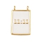 Brass Enamel Pendants, Rectangle with Number Charms, Lead Free & Cadmium Free, Long-Lasting Plated, Real 18K Gold Plated, Rack Plating, White, 18.5x12x3mm, Hole: 1.2mm