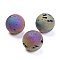 Electroplated Natural Druzy Agate Beads, Gemstone Home Display Decorations, No Hole/Undrilled, Round, Multi-color Plated, 40~41mm
