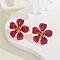 Flower Alloy Enamel Stud Earrings, Golden, Crimson, 24x24.5mm