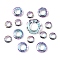 16Pcs 3 Styles Electroplate Glass Linking Rings, Crystal Cosmic Ring, Prism Ring, Faceted, Round Ring, Plum, 14~30x3.5~6.5mm, Inner Diameter: 8.3~17mm