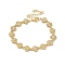 Clear Cubic Zirconia Clover Link Chain Bracelet, Rack Plating Brass Jewelry for Women, Lead Free & Cadmium Free, Real 18K Gold Plated, 7-1/4 inch(18.5cm)