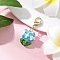 Flower Glass Pendant Decorations, with 304 Stainless Steel Lobster Claw Clasps, Deep Sky Blue, 40mm