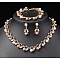 Alloy Crystal Rhinestone & Plastic Pearl Leaf Link Chain Necklaces & Bracelets & Stud Dangle Earrings Sets, Golden, 400mm