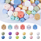 132Pcs 18 Styles Silicone Focal Beads, Round & Hexagon, Mixed Color, 12~17x12~17x11.5~17mm, Hole: 2~2.5mm