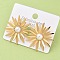 304 Stainless Steel ABS Imitation Pearl Stud Earrings, Flower, Ion Plating(IP), Real 18K Gold Plated, 30mm