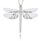 Alloy Enamel Dragonfly Big Pendants, with Crystal Rhinestone, Platinum, White, 57x64x5mm, Hole: 2mm