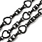 304 Stainless Steel Heart Link Chains, Unwelded, with Spool, PVD Vacuum Plating, Black, 16x9.5x1mm