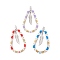 3Pcs 3 Colors Bohemia Style Glass Seed Beaded Teardrop with Feather Pendants, with Stainless Steel Color 304 Stainless Steel Findings, Mixed Color, 52x29x2mm, Hole: 1.2mm